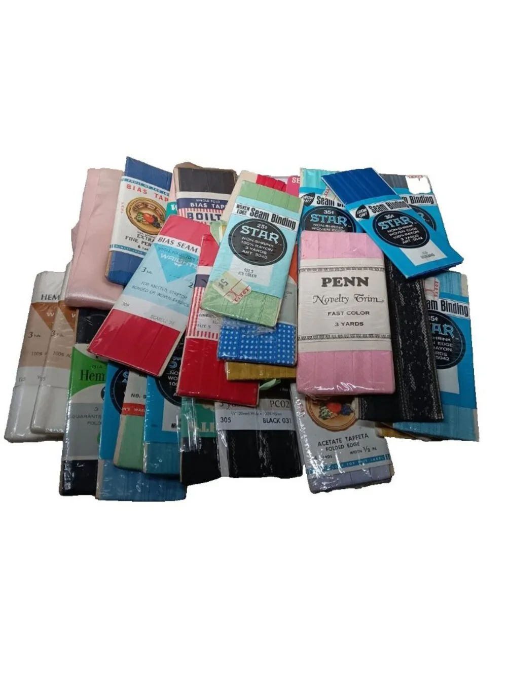 Vtg Lot Sewing Destash Bindings Trims Seam Tape Blanket Trim Piping & REMNANTS